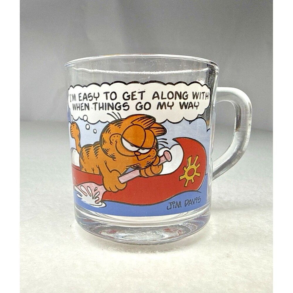 McDonald's Garfield Vintage 1978 Glass Mug I'm Easy To Get Along With Jim Davis